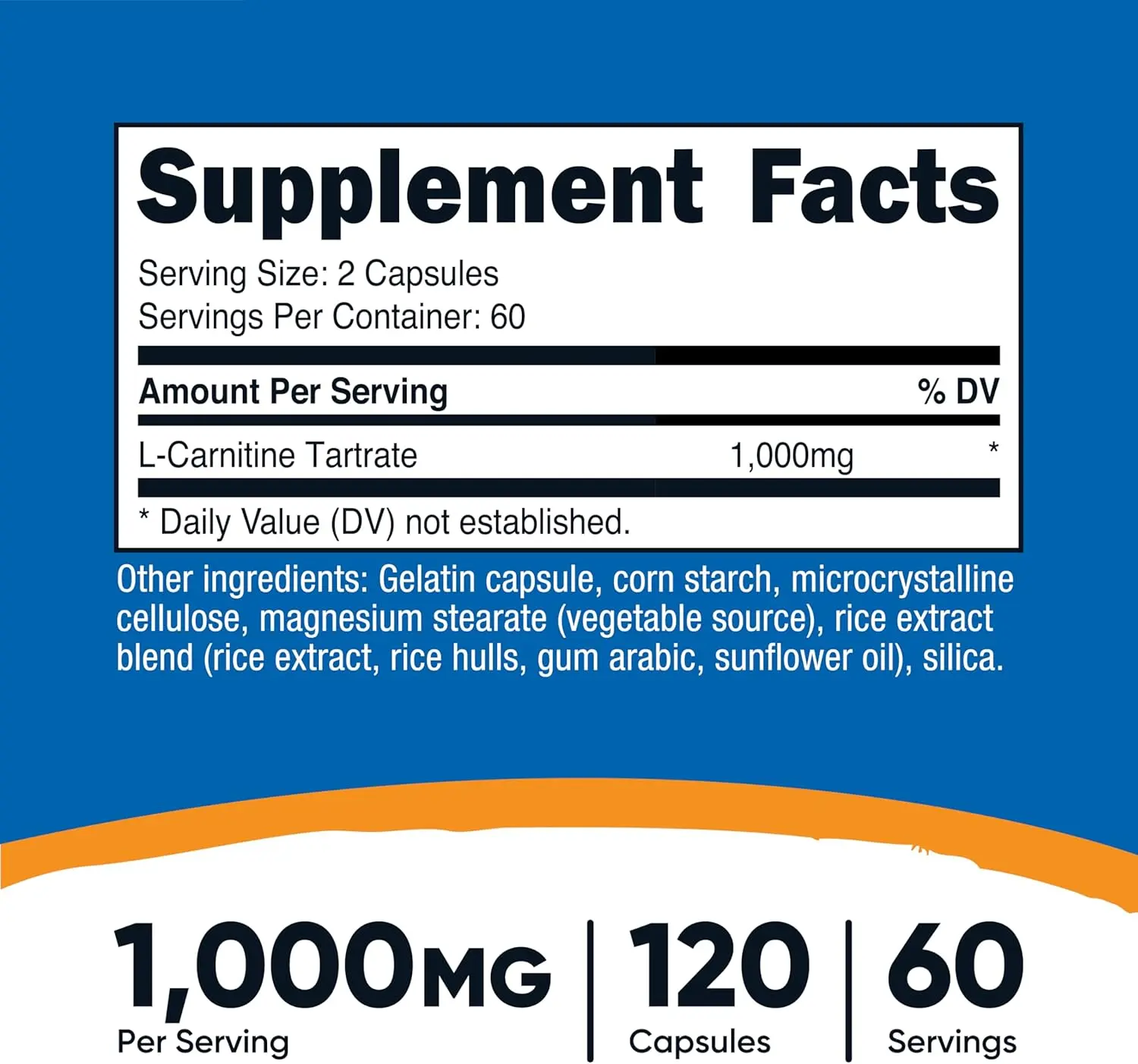 Nutricost L-carnitine Tartrate 1000mg Capsules